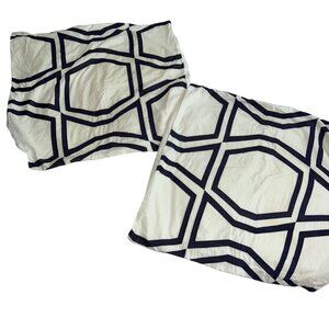 kate spade new york white blue embroidered Moroccan tile print Euro pair…